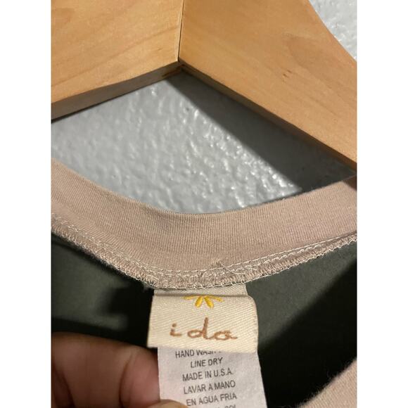 Vintage Womens Raglan Crop Top Medium Green Rhinestone Stretch Grunge Punk Y2K - Picture 2 of 7